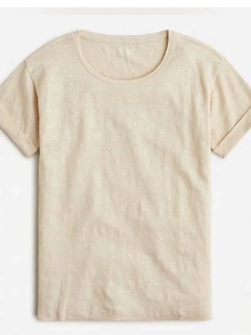 J. Crew 100% Linen Roll-Cuff Crewneck Tee